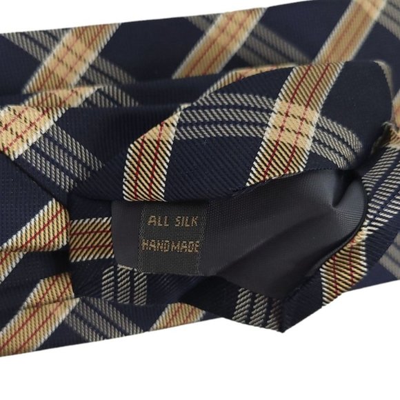 Barbara Blank J Z Richards Silk Ties Navy Plaid Yellow Paisley Lot Of 2 - Picture 9 of 10